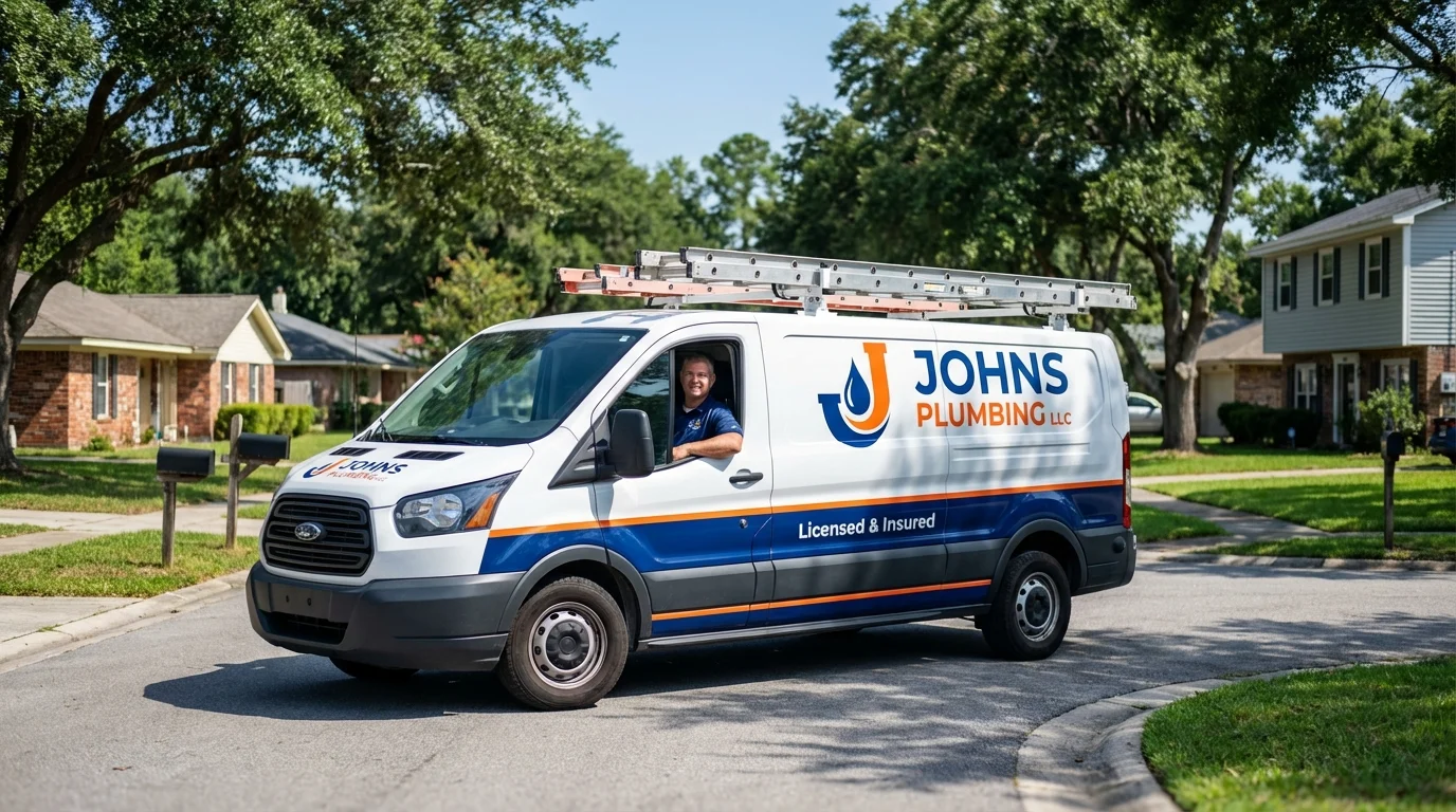 Johns Plumbing LLC service van in Port Arthur, TX