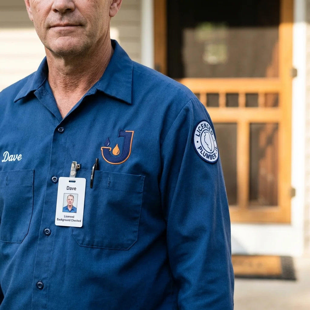 Licensed plumber showing ID badge in Port Arthur, TX