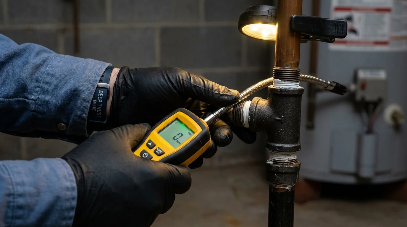 Gas leak detection with electronic sniffer by Johns Plumbing LLC in Port Arthur