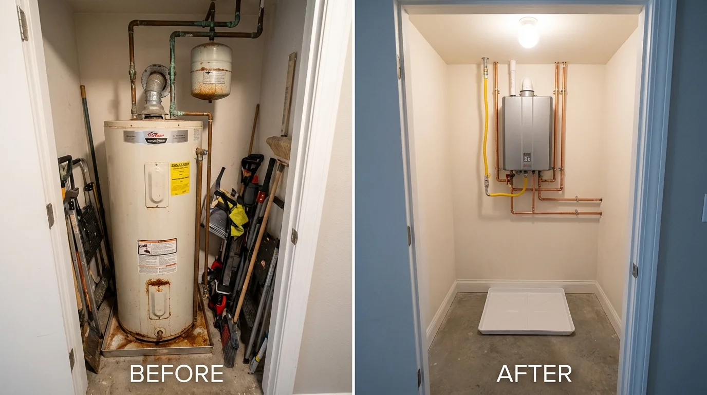 Tank water heater versus wall-mounted tankless unit comparison for Port Arthur, TX homeowners