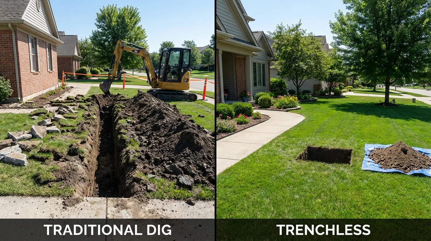 Trenchless sewer repair with minimal yard damage versus traditional excavation in Port Arthur, TX